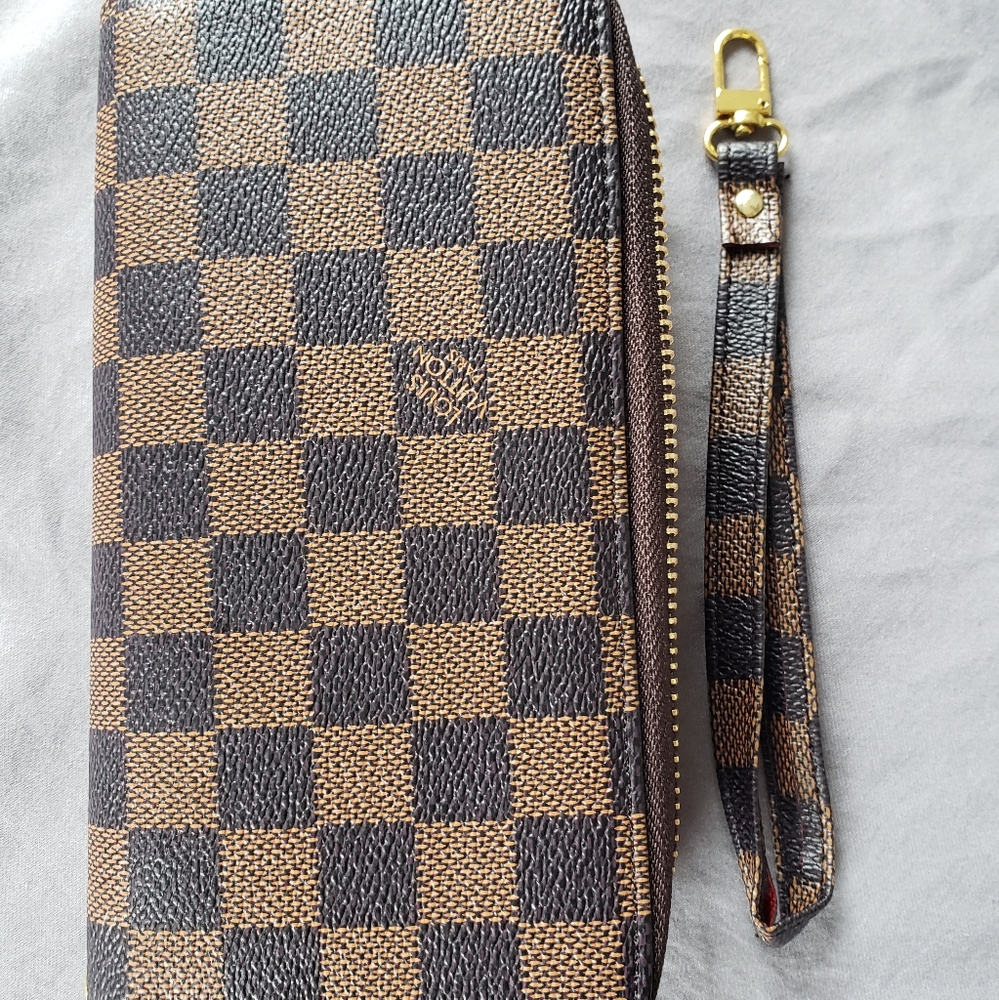 Brown Checkered Wallet